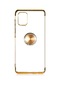 Tecno-Samsung Galaxy Uyumlu A31 - Kılıf Yüzüklü Kenarları Renkli Arkası Şeffaf Gess Silikon - Gold