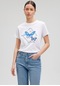 Mavi - Kelebek Baskılı Beyaz Tişört 1612293-620