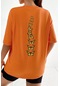Unisex Sırt Kral Kelebek Baskılı T-shirt Turuncu