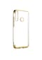 Tecno - Huawei Y6p - Kılıf Dört Köşesi Renkli Arkası Şefaf Lazer Silikon Kapak - Gold