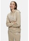 Rıley Koyu Bej Kapüşonlu Nakışlı Standard Fit Kadın Sweatshirt Koyu Bej