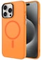 Mutcase - İphone Uyumlu İphone 15 Pro - Kılıf Sert Kablosuz Şarj Destekli Buzlu C-pro Magsafe Kapak - Turuncu