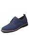 2024 Yeni Erkek Moda Basit Çok Yönlü Mat Bağcıklı Deri Ayakkabı Rahat Kaymaz Yumuşak Taban El Yapımı Deri Ayakkabı - Mavi