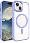 Noktaks - İphone Uyumlu İphone 15 Plus - Kılıf Sert Kablosuz Şarj Destekli Krom Magsafe Kapak - Lila