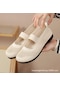 Bej Kadın Flats Ayakkabı Kadınlar İçin Katlanabilir Loafer'lar Üzerinde Kayma Kare Ayak Tek Ayakkabı Oymak Moda Anne Bayanlar İçin Rahat Ayakkabılar Bej