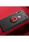 Kilifone - Xiaomi Uyumlu Mi A2 Lite - Kılıf Yüzüklü Auto Focus Ravel Karbon Silikon Kapak - Siyah-kırmızı