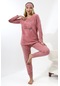 Fawn 5018 Peluş Welsoft Polar Kışlık Yıldızlı Yumoş Kadın Pijama Takımı Pudra