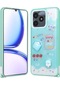 Realme C53 4g Kılıf Parlayan Sıvılı Simli Kabartma Figürlü Zore Cevze Kapak-yeşil Yeşil