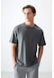 Tommy Life Haki Pamuklu Kalın Yumuşak Dokulu Oversize Fit Basic Erkek T-shirt - 88378 Haki