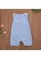 Mavi Yenidoğan Erkek Bebek Romper Tek Parça Düğmeler Çizgili Tulum Pamuk Keten Tulum Kolsuz Giysiler Kıyafetler 0-18 M