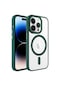 Ekılıf - İphone 14 Pro Uyumlu Kılıf Wireless Şarj Özellikli Krom Magsafe Silikon Kapak - Koyu Yeşil