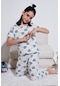 Lela Kız Çocuk Pijama Takımı 6651004 Ekru-mavi