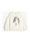 Koton Sweatshirt Uzun Kollu Parlak Unicorn Baskılı Püskül Detaylı Pamuklu Ekru 4skg10009ak 4SKG10009AK010