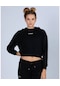 Kappa 365 Digi Kadın Siyah Crop Sweatshirt