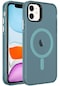 Kilifone - İphone Uyumlu İphone 11 - Kılıf Sert Kablosuz Şarj Destekli Buzlu C-pro Magsafe Kapak - Yeşil