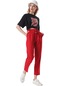 Kadın Kırmızı Beli Lastikli Pantolon-26363-kırmızı