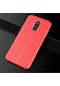 Kilifone - Samsung Uyumlu Galaxy J8 - Kılıf Deri Görünümlü Auto Focus Karbon Niss Silikon Kapak - Kırmızı