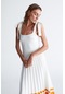 Styleboom X Peraluna Kelly Dress Askılı Bağlama Detaylı Rahat Kesim Midi Boy Yazlık Kadın Triko Elbise Ekru