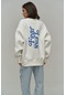 1167 - Mcllctn Fear Less Beyaz Unisex Oversize Sweatshirt