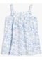 Koton Askılı Elbise Çiçek Desenli Kare Yaka Viskon Kumaş Beyaz Desenli 4smg80014aw