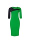 Ikkb Kadın Truvakar Kol Zıt Renkli Büyük Beden Elbise Yeşil