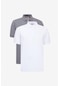 2'Li Çekmeyen Pamuklu Kumaş Slim Fit Dar Kesim Kıvrılmaz Polo Yaka Tişört Paketi Beyaz K.Gri Beyaz - Koyu Gri