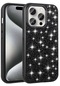 iPhone Uyumlu 15 Pro Max Kılıf Parlak Taşlı Tasarım Lopard Linea Kapak - Siyah