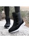 Beyaz Tuınanle Kadın Botları Kış Beyaz Kar Botu Kısa Stil Suya Dayanıklı Üst Kaymaz Kaliteli Peluş Siyah Ayakkabı