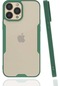 Noktaks - İphone 13 Pro Max Uyumlu - Kılıf Kenarı Renkli Arkası Şeffaf Parfe Kapak - Koyu Yeşil
