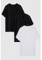 Ds Damat Slim Fit Siyah/beyaz 3'lü T-shirt 4hc14ortbn533