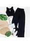 Yaz Yeni Kadın Katı Tank Top Set Mizaç Kadın Kolsuz Tank Top Moda Geniş Bacak Pantolon Siyah