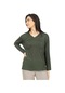 Kadın Orta Yaş Ve Üzeri Yeni Model V Yaka Taş İşlemeli Anne Penye Bluz 30560-haki Yeşili