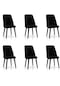 Haman 6 Adet Elit Serisi Babyface Kumaş Siyah Ahşap Gürgen Ayaklı Mutfak Sandalyeleri Siyah
