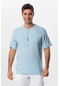 Halikarnas Kısa Kol Violet Düğme Detaylı Erkek Yazlık Tshirt Buz Mavi Bmv-buz Mavi