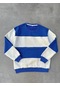Nnstartshopping Parçalı Bisiklet Yaka Baskılı Sweatshirt - Mavi Mavi