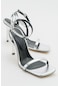 Luvishoes Edwin Metalik Gümüş Kadın Topuklu Ayakkabı