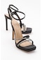 Luvishoes Osea Siyah Saten Kadın Topuklu Ayakkabı