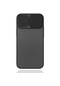 Tecno - İphone Uyumlu İphone 12 Mini - Kılıf Slayt Sürgülü Arkası Buzlu Lensi Kapak - Siyah