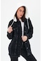 Kadın Siyah Kapşonlu Oversize Kot Ceket-siyah