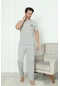 Falkom 8101 Penye Erkek Süprem Yazlık Kısa Kollu Pijama Takımı-gri
