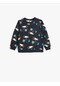 Koton Sweatshirt Traktör Baskılı Bisiklet Yaka Pamuklu Lacivert Desenli 5wmb10143tk Lacivert