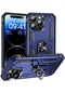 Kilifone - İphone Uyumlu İphone 15 Pro Max - Kılıf Yüzüklü Çift Katman Zırh Tank Vega Kapak - Mavi