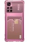 Poco X4 Pro 5G Kılıf Darbe Emici Köşe Korumalı Kartlıklı Cüzdanlı Silikon Kapak - Pembe