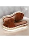 Kahverengi Kadınlar Sevimli Ilmek Sandalet Rahat Slip On Sandalet Bayanlar Günlük Platform Sandalet Parti Kahverengi