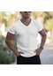 Beyaz Su Erkek Casual Slim Fit Temel Kısa Kollu Moda Tişört V Yaka Yaz Üst