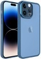 iPhone Uyumlu 14 Pro Max Sert Parlak Kamera Ve Darbe Korumalı Arkası Renkli Şeffaf Post Kılıf - Mavi