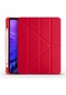 Kilifone - İpad Uyumlu İpad Air 10.9 2022 5.nesil - Kılıf Kalem Bölmeli Stand Olabilen Origami Tri Folding Tablet Kılıfı - Kırmızı