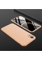Tecno - İphone Uyumlu İphone Xr 6.1 - Kılıf 3 Parçalı Parmak İzi Yapmayan Sert Ays Kapak - Gold