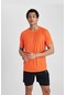Defacto Defactofit Slim Fit Dar Kesim Bisiklet Yaka Baskılı Kısa Kollu Sporcu Tişört X6142az24spog586 Turuncu