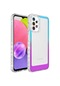 Kilifone - Samsung Uyumlu Galaxy A23 - Kılıf Simli Ve Renk Geçiş Tasarımlı Lens Korumalı Park Kapak - Mavi-mor
